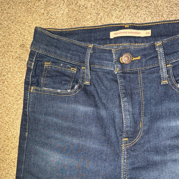Levi's Women's High Rise Super Skinny Jeans - Dark Blue - Picture 2 of 7